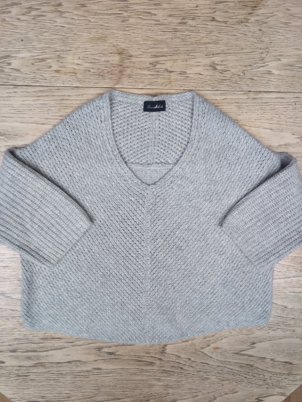 Framework wool cashmere light gray relaxed fit knit sweater top approx Large